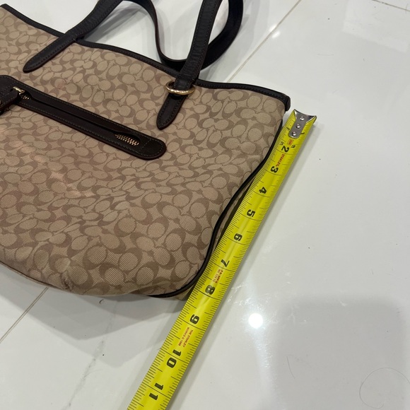 Coach Taylor Khaki Brown Taylor Tote In Signature Jacquard 37229 Authentic - Picture 7 of 9